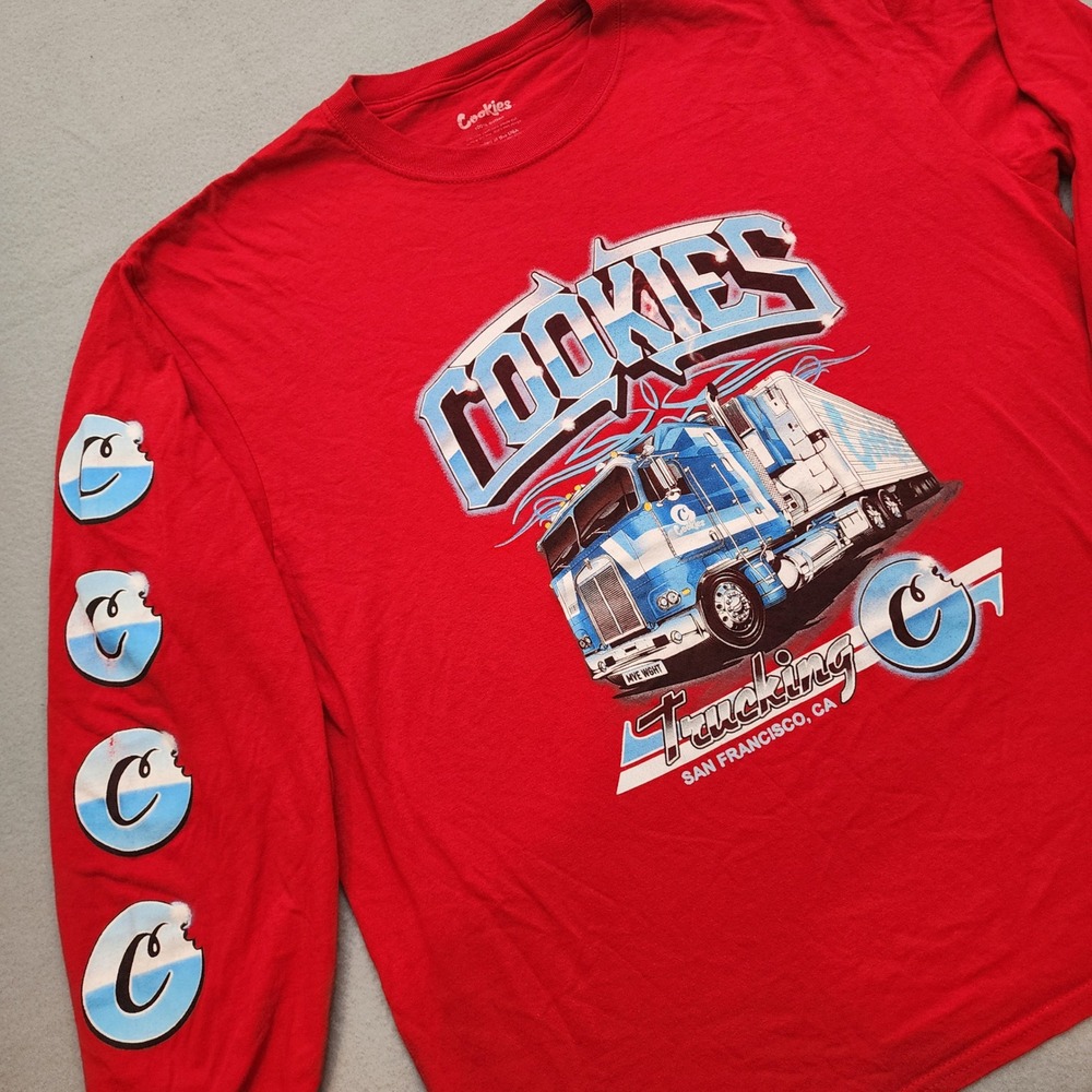 Cookies SF Trucking San Francisco Red Long Sleeve Graphic T-Shirt Mens XL
